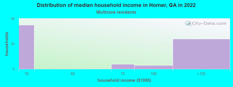 Distribution of median household income in Homer, GA in 2022