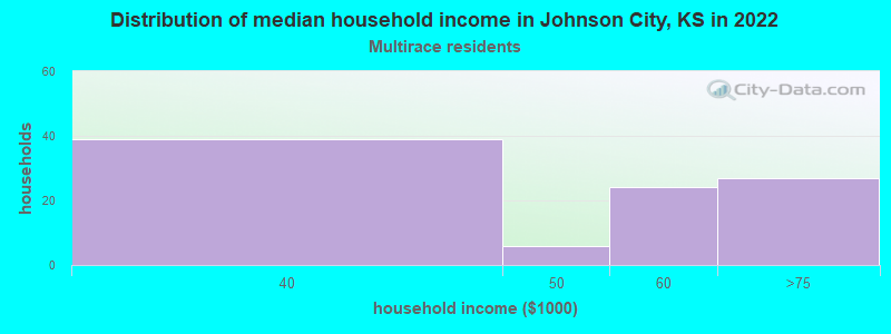 Distribution of median household income in Johnson City, KS in 2022
