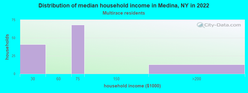 Distribution of median household income in Medina, NY in 2022