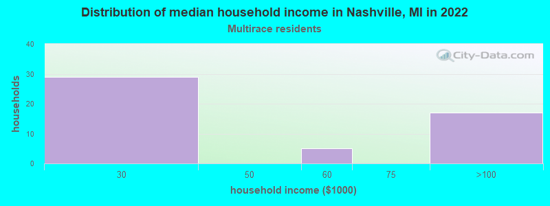 Distribution of median household income in Nashville, MI in 2022