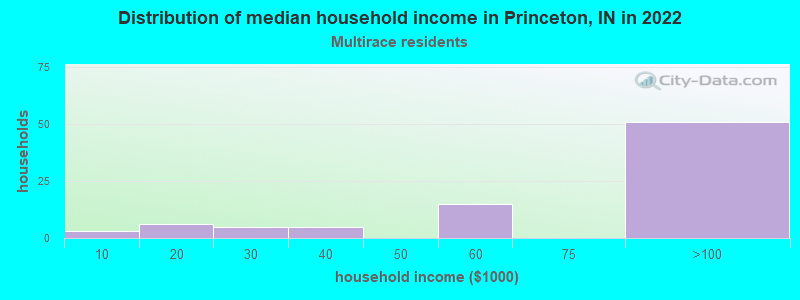 Distribution of median household income in Princeton, IN in 2022