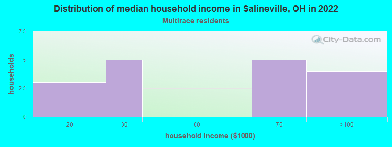 Distribution of median household income in Salineville, OH in 2022