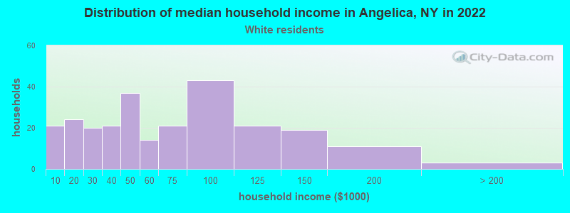 Distribution of median household income in Angelica, NY in 2022