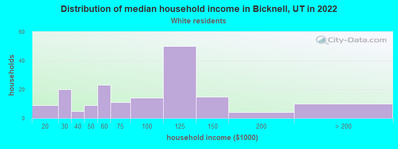 Distribution of median household income in Bicknell, UT in 2022