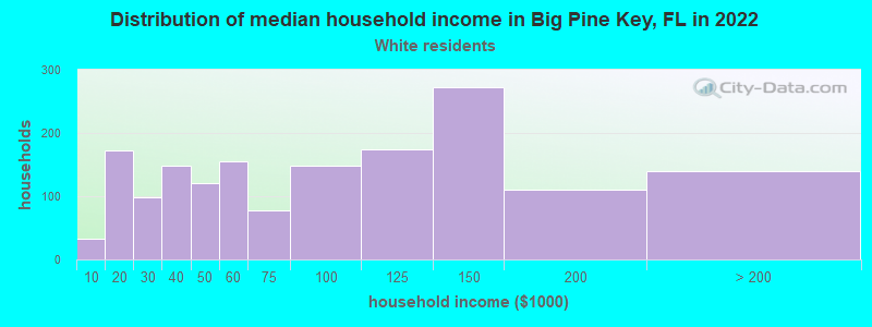 Distribution of median household income in Big Pine Key, FL in 2022