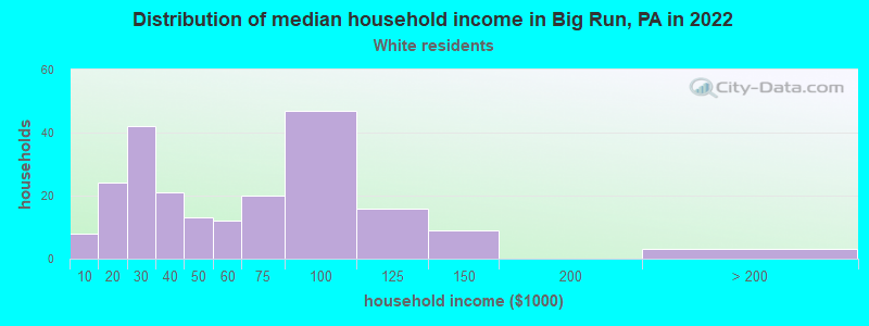 Distribution of median household income in Big Run, PA in 2022