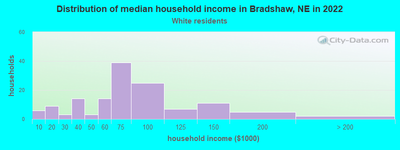 Distribution of median household income in Bradshaw, NE in 2022
