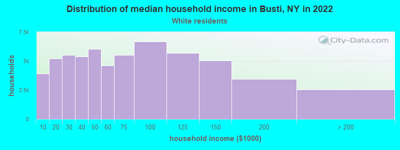 Distribution of median household income in Busti, NY in 2022