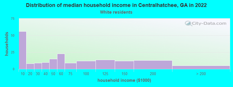 Distribution of median household income in Centralhatchee, GA in 2022