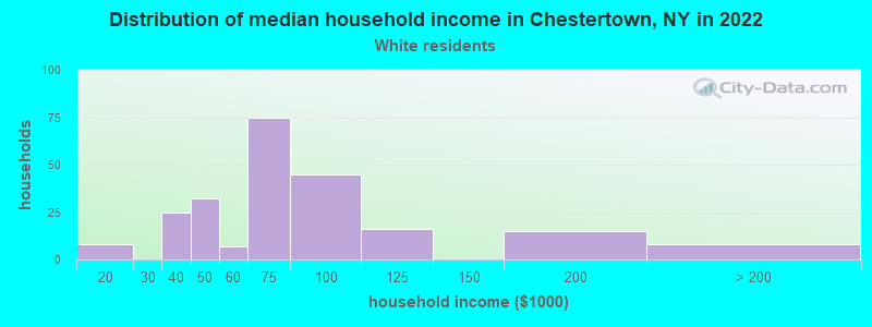 Distribution of median household income in Chestertown, NY in 2022