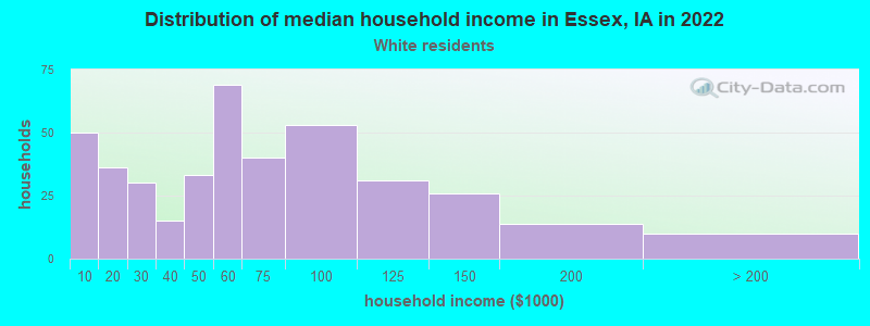Distribution of median household income in Essex, IA in 2022
