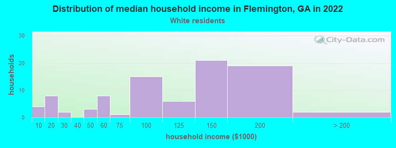 Distribution of median household income in Flemington, GA in 2022