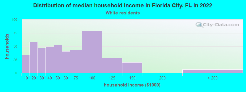 Distribution of median household income in Florida City, FL in 2022