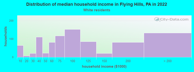 Distribution of median household income in Flying Hills, PA in 2022