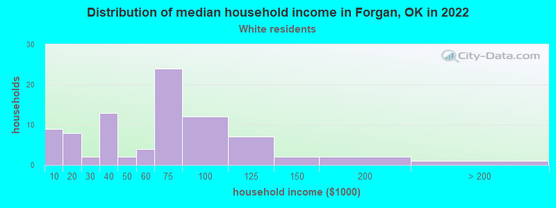 Distribution of median household income in Forgan, OK in 2022
