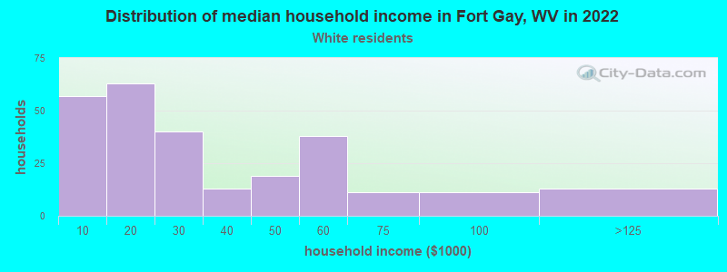 Distribution of median household income in Fort Gay, WV in 2022