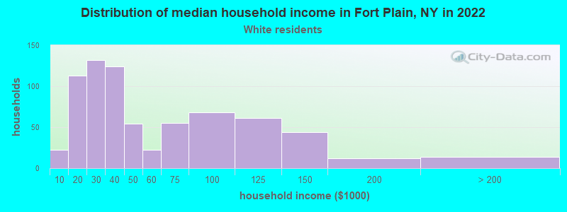 Distribution of median household income in Fort Plain, NY in 2022