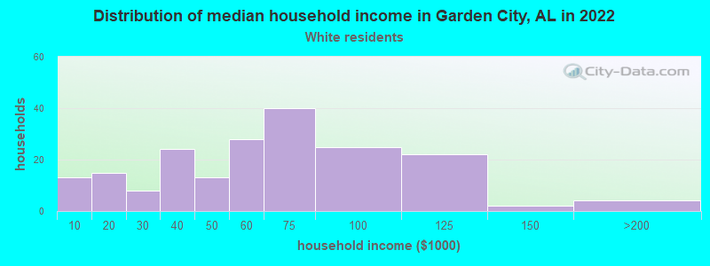 Distribution of median household income in Garden City, AL in 2022
