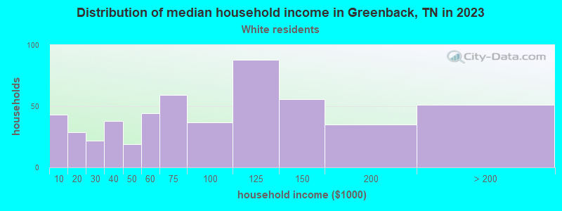 Distribution of median household income in Greenback, TN in 2022