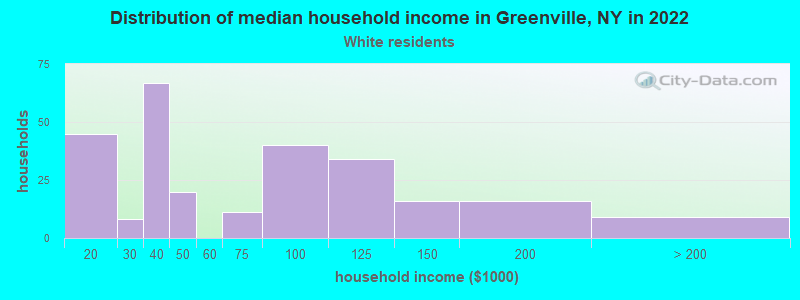 Distribution of median household income in Greenville, NY in 2022