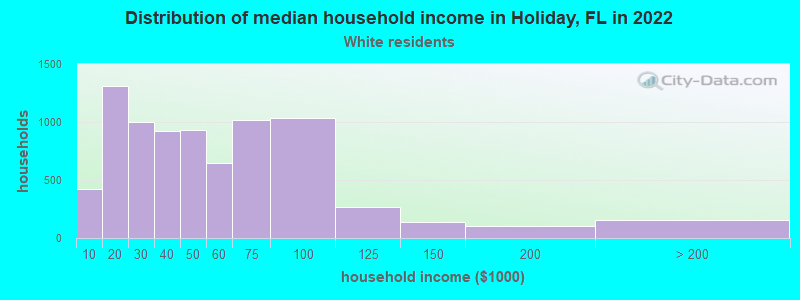Distribution of median household income in Holiday, FL in 2022