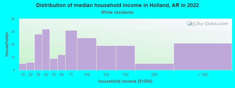 Distribution of median household income in Holland, AR in 2022