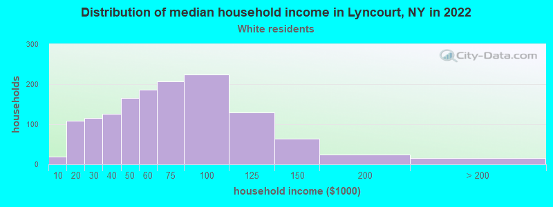 Distribution of median household income in Lyncourt, NY in 2022