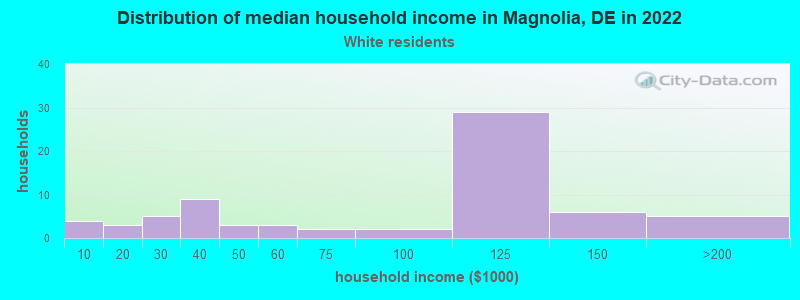 Distribution of median household income in Magnolia, DE in 2022