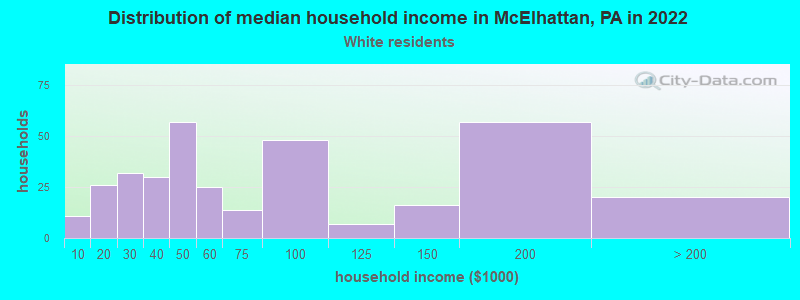 Distribution of median household income in McElhattan, PA in 2022