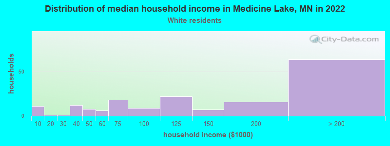 Distribution of median household income in Medicine Lake, MN in 2022