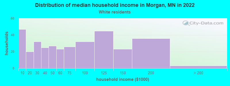 Distribution of median household income in Morgan, MN in 2022