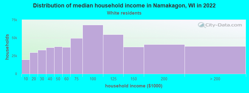 Distribution of median household income in Namakagon, WI in 2022