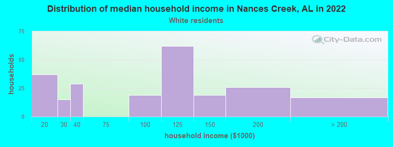 Distribution of median household income in Nances Creek, AL in 2022