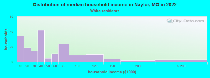 Distribution of median household income in Naylor, MO in 2022