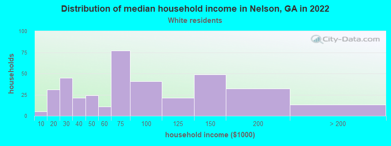 Distribution of median household income in Nelson, GA in 2022
