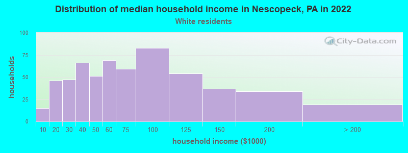 Distribution of median household income in Nescopeck, PA in 2022