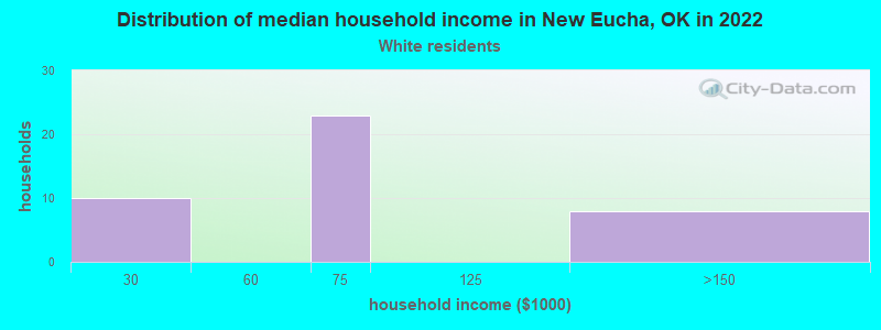 Distribution of median household income in New Eucha, OK in 2022