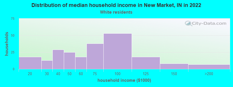 Distribution of median household income in New Market, IN in 2022