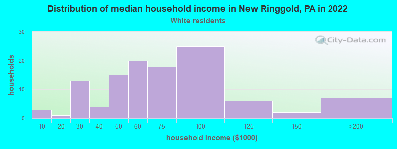 Distribution of median household income in New Ringgold, PA in 2022
