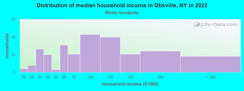Distribution of median household income in Otisville, NY in 2022