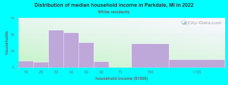 Distribution of median household income in Parkdale, MI in 2022