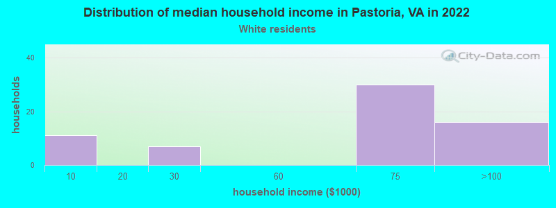 Distribution of median household income in Pastoria, VA in 2022