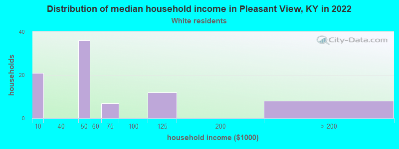 Distribution of median household income in Pleasant View, KY in 2022