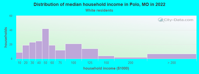 Distribution of median household income in Polo, MO in 2022