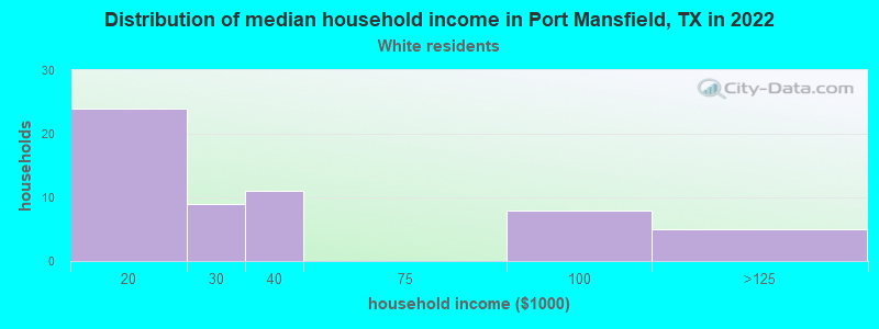 Distribution of median household income in Port Mansfield, TX in 2022