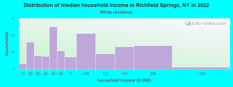 Distribution of median household income in Richfield Springs, NY in 2022