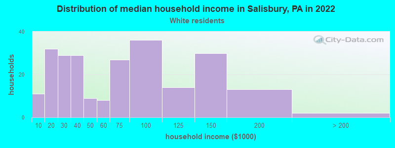 Distribution of median household income in Salisbury, PA in 2022