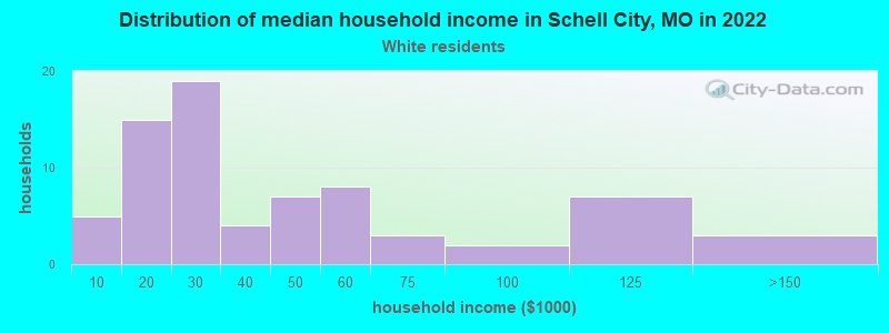 Distribution of median household income in Schell City, MO in 2022