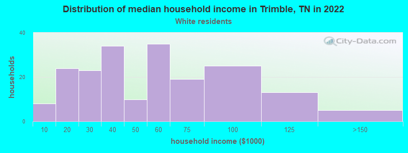 Distribution of median household income in Trimble, TN in 2022