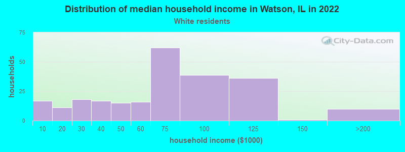 Distribution of median household income in Watson, IL in 2022